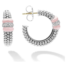 Load image into Gallery viewer, Lagos Sterling Silver Pink Caviar Diamond Hoop Earrings