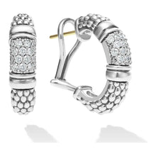 Load image into Gallery viewer, Lagos Sterling Silver Signature Caviar Diamond J-Hoop Earrings