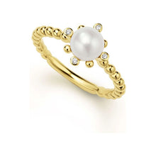 Load image into Gallery viewer, Lagos 18K Luna Fleur Pearl & Diamond Ring