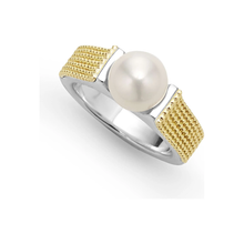 Load image into Gallery viewer, Lagos Sterling Silver and 18K Yellow Gold Luna Pearl Caviar Ring