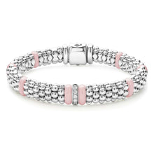 Load image into Gallery viewer, Lagos Sterling Silver & Pink Caviar Single Diamond Station Bracelet