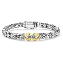 Load image into Gallery viewer, Lagos 18K and Sterling Silver Buckle Diamond Caviar Bracelet
