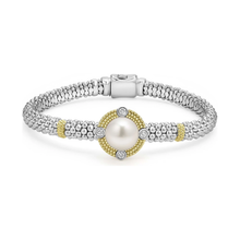 Load image into Gallery viewer, Lagos 18K and Sterling Silver Luna Lux Pearl & Diamond Bracelet