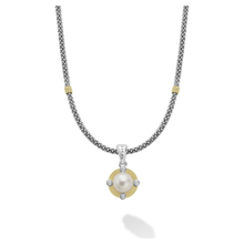 Load image into Gallery viewer, Lagos Sterling Silver and 18K Gold Luna Pearl & Diamond Lux Necklace