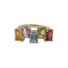 Load image into Gallery viewer, Estate 10K Yellow Gold Rainbow Gemstone Ring