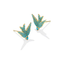 Load image into Gallery viewer, Kendra Scott Melody Bird Stud Earrings in Teal Crystal