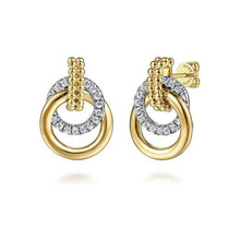 Load image into Gallery viewer, Gabriel 14K Two-Tone Diamond Bujukan Drop Stud Earrings