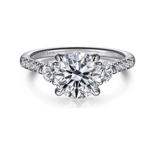 Load image into Gallery viewer, Gabriel 14K White Gold "Moon" Three Stone Diamond Engagement Ring