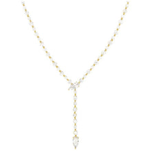Load image into Gallery viewer, Gold She's Arrived Lariat Necklace in White Diamondettes