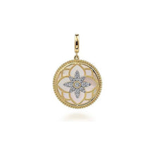 Load image into Gallery viewer, Gabriel 14K Yellow Gold Diamond Bujukan Mother of Pearl Floral Medallion