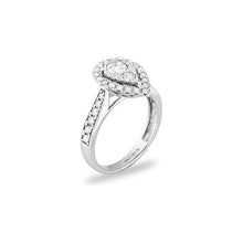 Load image into Gallery viewer, 14k White Gold Miracle Mark Pear Halo Engagement Ring
