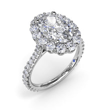 Load image into Gallery viewer, Fana 14K White Gold Diamond Floral Oval Halo Engagement Ring