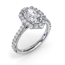 Load image into Gallery viewer, Fana 14K White Gold Diamond Graduated Oval Halo Engagement Ring