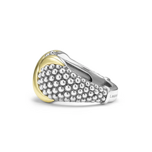 Load image into Gallery viewer, Lagos Sterling Silver & 18K Yellow Gold Embrace X Caviar Wide Dome Ring