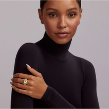 Load image into Gallery viewer, Lagos Sterling Silver & 18K Yellow Gold Embrace X Caviar Wide Dome Ring