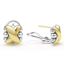 Load image into Gallery viewer, Lagos 18K and Sterling Silver Embrace X Station Omega Earrings