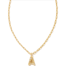 Load image into Gallery viewer, Kendra Scott Gold Letter Initial Necklace In White Crystal