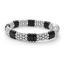 Load image into Gallery viewer, Lagos Sterling Silver Black Caviar Ceramic Station Bracelet