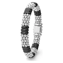 Load image into Gallery viewer, Lagos Sterling Silver Black Caviar Ceramic Station Bracelet