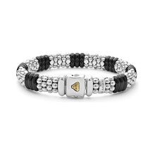 Load image into Gallery viewer, Lagos Sterling Silver Black Caviar Ceramic Station Bracelet