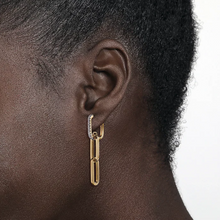 Load image into Gallery viewer, Gabriel 14K Yellow Gold Hollow Diamond Link Chain Earrings