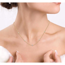 Load image into Gallery viewer, 14K Yellow Gold Bezel 1cttw Diamond Station Necklace
