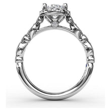 Load image into Gallery viewer, Fana 14K White Gold and Diamond Oval Halo with Detailed Milgrain Band