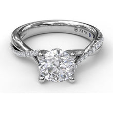 Load image into Gallery viewer, Fana 14K White Gold and Diamond Alternating Twist Band Engagement Ring