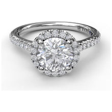 Load image into Gallery viewer, Fana 14K White Gold and Diamond Classic Round Halo Engagement Ring