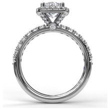 Load image into Gallery viewer, Fana 14K White Gold and Diamond Classic Cushion Halo Engagement Ring