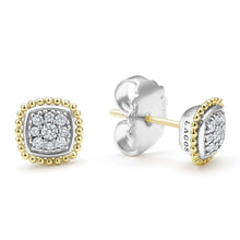 Load image into Gallery viewer, Lagos 18K and Sterling Silver Rittenhouse Diamond Pavé Stud Earrings