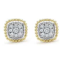 Load image into Gallery viewer, Lagos 18K and Sterling Silver Rittenhouse Diamond Pavé Stud Earrings