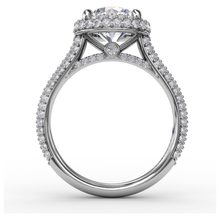 Load image into Gallery viewer, Fana 14K White Gold Pave Diamond Round Halo Engagement Ring