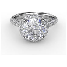 Load image into Gallery viewer, Fana 14K White Gold Pave Diamond Round Halo Engagement Ring
