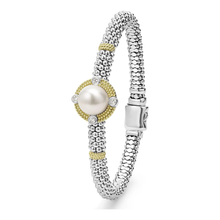 Load image into Gallery viewer, Lagos 18K and Sterling Silver Luna Lux Pearl & Diamond Bracelet
