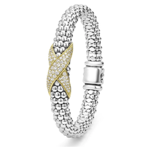 Load image into Gallery viewer, Lagos 18K and Sterling Silver Embrace Large Diamond Bracelet