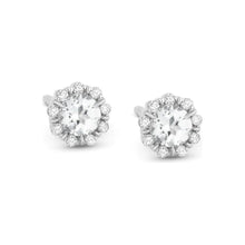 Load image into Gallery viewer, 14K White Gold Small Birthstone Diamond Halo Studs