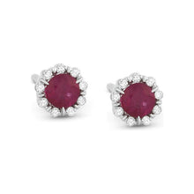 Load image into Gallery viewer, 14K White Gold Small Birthstone Diamond Halo Studs