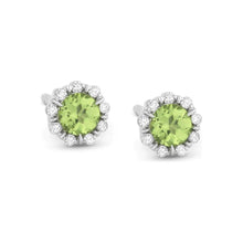 Load image into Gallery viewer, 14K White Gold Small Birthstone Diamond Halo Studs
