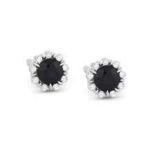 Load image into Gallery viewer, 14K White Gold Small Birthstone Diamond Halo Studs