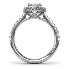 Load image into Gallery viewer, Fana 14K White Gold Diamond Graduated Oval Halo Engagement Ring