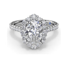 Load image into Gallery viewer, Fana 14K White Gold Diamond Graduated Oval Halo Engagement Ring