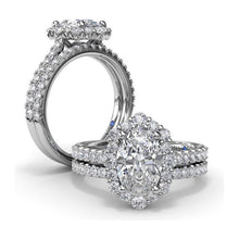 Load image into Gallery viewer, Fana 14K White Gold Diamond Graduated Oval Halo Engagement Ring