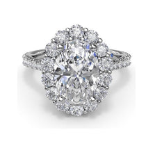 Load image into Gallery viewer, Fana 14K White Gold Diamond Floral Oval Halo Engagement Ring