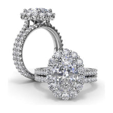 Load image into Gallery viewer, Fana 14K White Gold Diamond Floral Oval Halo Engagement Ring