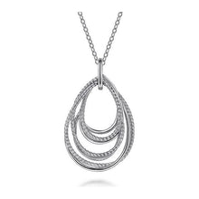 Load image into Gallery viewer, Gabriel Silver Multi Row of Rope Teardrop Pendant Necklace