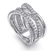 Load image into Gallery viewer, Gabriel Sterling Silver White Sapphire Hampton Twisted Ladies Ring