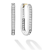Load image into Gallery viewer, Lagos Sterling Silver Caviar Spark Diamond Linear Huggie