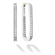 Load image into Gallery viewer, Lagos Sterling Silver Caviar Spark Diamond Linear Hoops