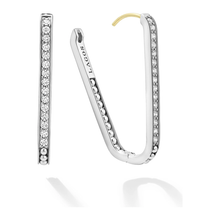 Load image into Gallery viewer, Lagos Sterling Silver Caviar Spark Diamond Linear Hoops